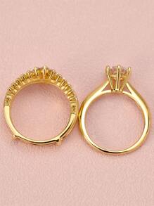 AIHUASI 2pcs/Set Yellow Gold Engagement Rings For Women Solid 925 Sterling Silver Brilliant 7*7mm 1.25 Ct Round Cut High Grade Cubic  Bridal Set Wedding Fine Jewelry Valentines Gift - Yellow Gold - View 11