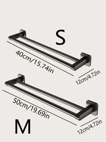 Bathroom No-Drill Double Pole Towel Rack & Slipper Holder, Black 1pc - Black - View 7
