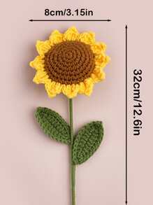 1入組手工鉤針向日葵花束擬真花使用羊毛線,家庭裝飾,節日禮物,生日禮物 - 向日葵 - 查看 4