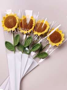 1入組手工鉤針向日葵花束擬真花使用羊毛線,家庭裝飾,節日禮物,生日禮物 - 向日葵 - 查看 1