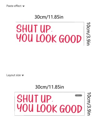 mama look 1pc Pink English Shut Wall Sticker For Bathroom Mirror Decor Toilet Sticker, Stickers, Wall Decal, Vinyl Decal For Home Decorations, Spring Decoration Items Refresh Your Home, Rama Decoration Stickers Gifts Birthday Graduation School Decor School Surprise Dormitory Decor Back To School Room Decor School Supplies