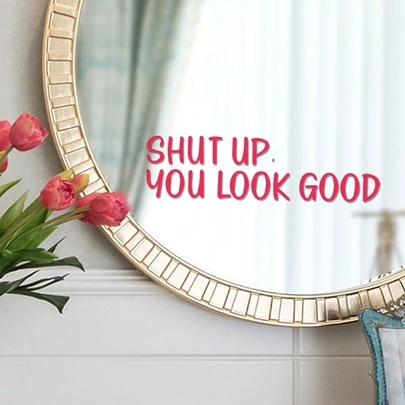 mama look 1pc Pink English Shut Wall Sticker For Bathroom Mirror Decor Toilet Sticker, Stickers, Wall Decal, Vinyl Decal For Home Decorations, Spring Decoration Items Refresh Your Home, Rama Decoration Stickers Gifts Birthday Graduation School Decor School Surprise Dormitory Decor Back To School Room Decor School Supplies