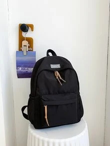 4入組經典純色女士休閒旅行背包,大容量,適合學生和旅行者minimalistsolid Colorfor Students,for Boy,for Girlback To School,middle School, High School - 黑色 - 查看 7