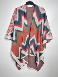 1pc Fashionable & Versatile Bohemian Style Knitted Shawl For Autumn/winter - Multicolor - View 1