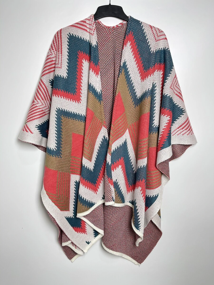 1pc Fashionable & Versatile Bohemian Style Knitted Shawl For Autumn/winter - Multicolor - View 1