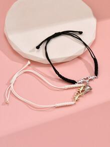 2 pièces Bracelet Couple Mignon Électrocardiogramme Design Cœur Pour Femme