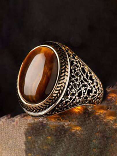 1 pezzo Anello da uomo vintage alla moda con motivo traforato