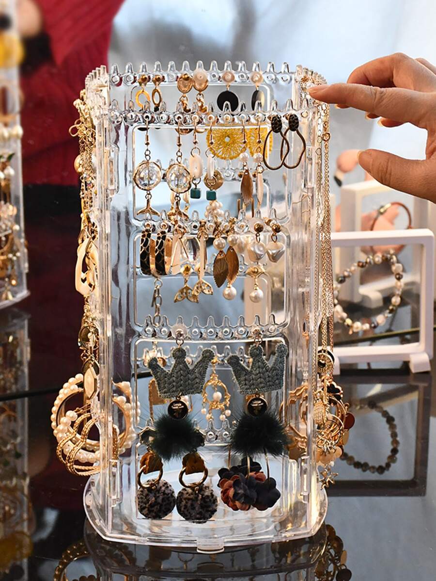 360° Rotating Jewelry Display Rack Storage Box For Earrings, Ear Studs ...