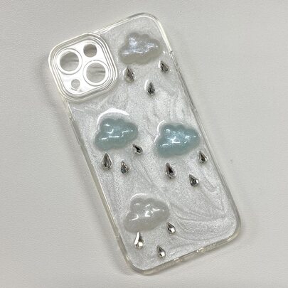 Shockproof Cloud Elements Fashion Phone Case Rare Cloud-Shaped Crystal Phone Case Compatible With Apple 14 Pro Max, 12 Pro, 13/11/8 Plus/7 Plus, High-End Aesthetic Design Waterproof Anti-Fall Scratch Resistant Spring Gift Anniversary Party