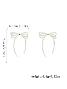 Andkiss 1pair Bow & Faux Pearl Tassel Earrings Suitable For Women Valentines,Mom,Mother,Mother's Day,Gift