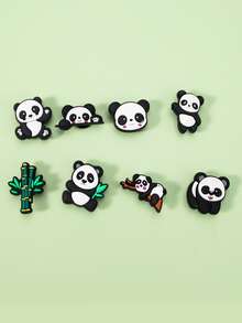8入組可愛貓熊鞋扣飾,裝飾扣飾適用於鞋有孔