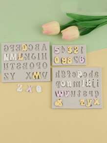 1pc Baking Diy Silicone Mold For Uppercase And Lowercase Letters, Numbers, Fondant, Cake, Clay And Chocolate