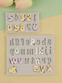 1pc Baking Diy Silicone Mold For Uppercase And Lowercase Letters, Numbers, Fondant, Cake, Clay And Chocolate