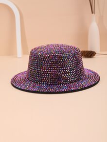 女性時尚全鑽石裝飾的正式帽適用於搭配&裝飾用品 - 紫色 - 查看 2