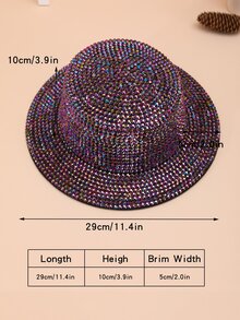 女性時尚全鑽石裝飾的正式帽適用於搭配&裝飾用品 - 紫色 - 查看 3