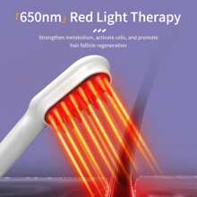 9-speed Red/blue Light Heated Electric Massage Comb For Scalp Massage, Therapy, Hair Growth - White - View 2
