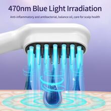 9-speed Red/blue Light Heated Electric Massage Comb For Scalp Massage, Therapy, Hair Growth - White - View 4