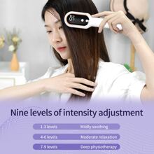 9-speed Red/blue Light Heated Electric Massage Comb For Scalp Massage, Therapy, Hair Growth - White - View 7