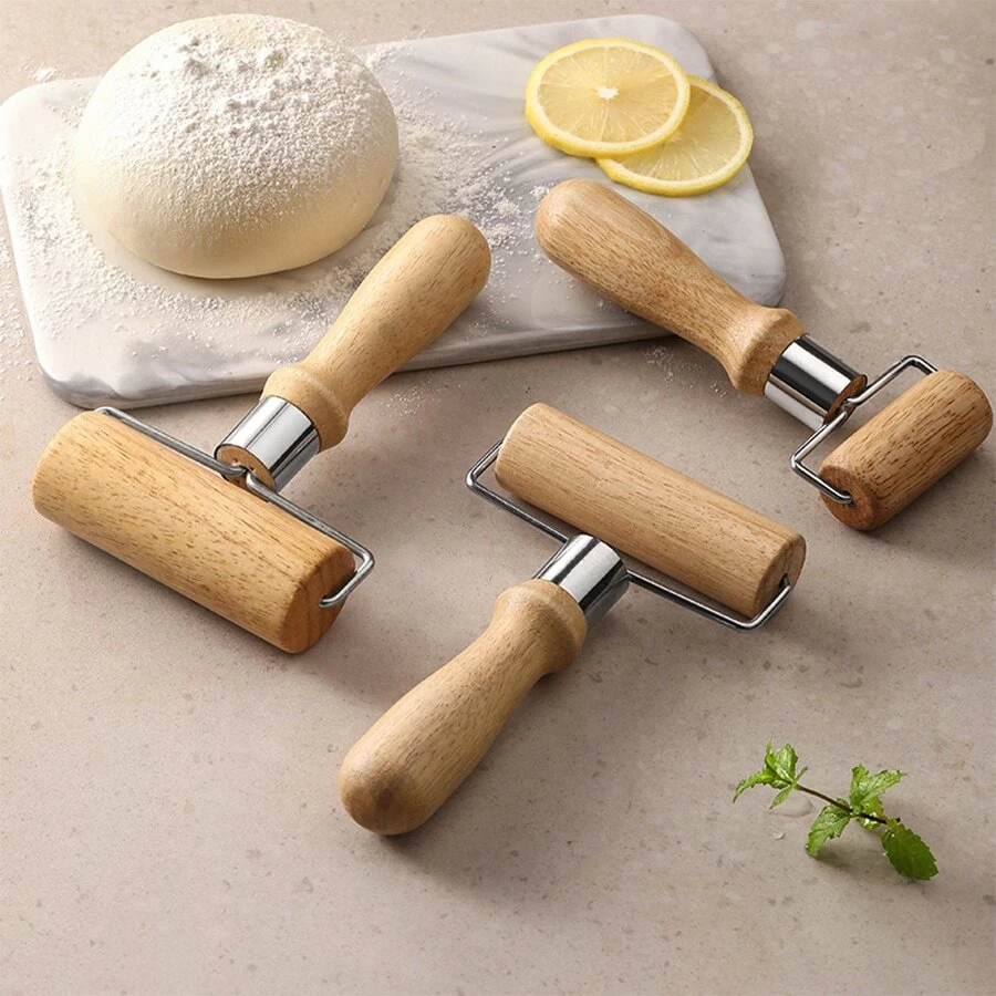 Wooden Rolling Pin & Dough Roller, Hand-held Flour Stick For Making Dumpling Wrapper And Baking
