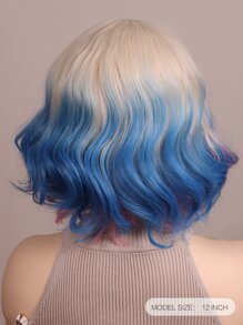 Tóc giả hóa trang Enid cho phụ nữ Kiểu tóc ngắn thứ tư, Tóc giả bob vàng gợn sóng Ombre với phần đầu màu hồng và xanh, Tóc giả tổng hợp cho tiệc hóa trang Halloween Anime - Màu dương cầm - Xem 3