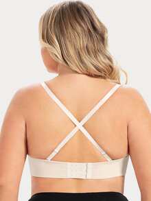 Plus Wireless Plain Push Up Strapless Bra - Beige - View 4