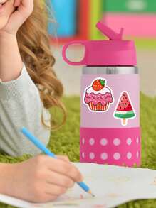 50pcs Waterproof Cartoon Burger & Dessert Stickers For Decoration, Small Gift For Food Box & Coffee Cup