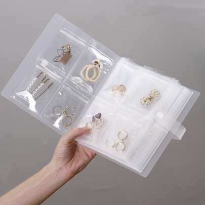 1個霧面透明珠寶收納手冊,附30個抗氧化收納袋,適用於戒指,耳環和項鍊的分類和整理容器