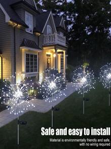 1入組太陽花火燈,戶外太陽能供電花園裝飾燈,60/150/200/240led串燈diy景觀燈,適用於步道路徑後院裝飾派對(暖白色/彩色) - 白色 - 查看 6