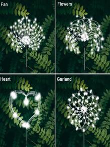 1入組太陽花火燈,戶外太陽能供電花園裝飾燈,60/150/200/240led串燈diy景觀燈,適用於步道路徑後院裝飾派對(暖白色/彩色) - 白色 - 查看 7