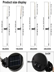 1入組太陽花火燈,戶外太陽能供電花園裝飾燈,60/150/200/240led串燈diy景觀燈,適用於步道路徑後院裝飾派對(暖白色/彩色) - 白色 - 查看 10