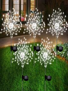 1入組太陽花火燈,戶外太陽能供電花園裝飾燈,60/150/200/240led串燈diy景觀燈,適用於步道路徑後院裝飾派對(暖白色/彩色) - 白色 - 查看 2