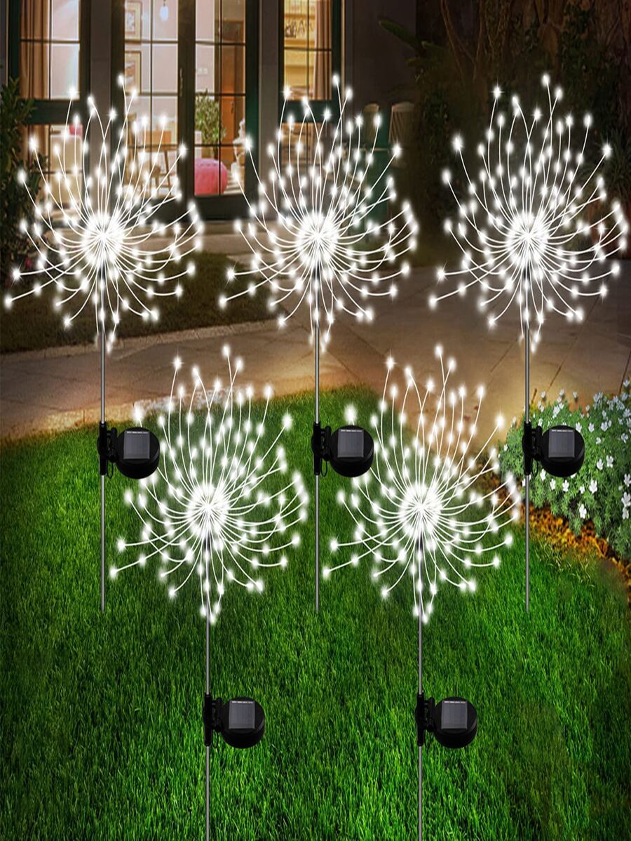 1入組太陽花火燈,戶外太陽能供電花園裝飾燈,60/150/200/240led串燈diy景觀燈,適用於步道路徑後院裝飾派對(暖白色/彩色)