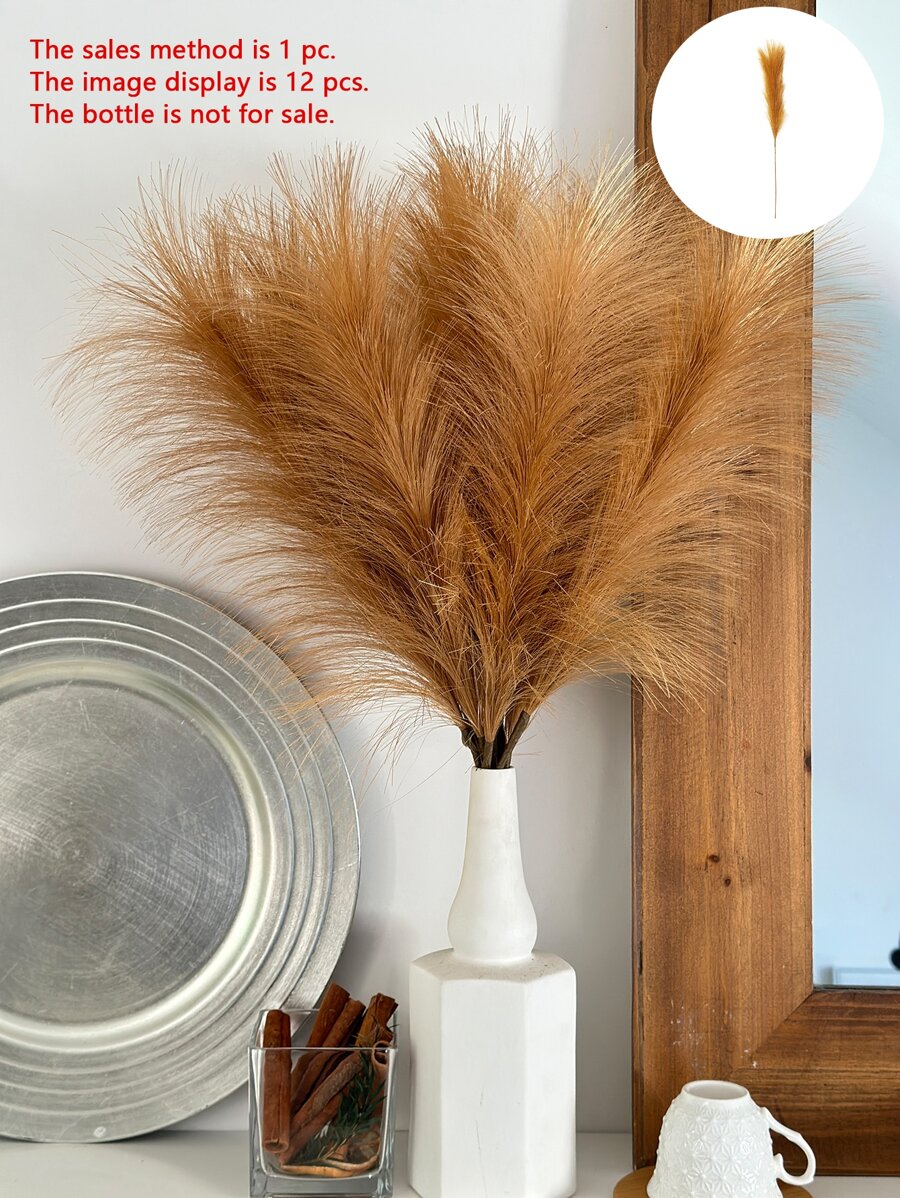 1 pieza/6 piezas/10 piezas/12 piezas Adornos de hogar de tela de seda y plumas falsas de alta calidad para decoración de boda, fiesta, cumpleaños y fotografía - Marrón - Ver 1