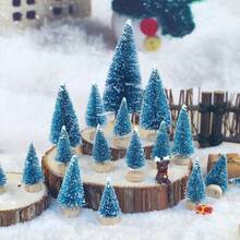 12pcs 4.5cm Mini Christmas Tree Burlap Fiber Artificial Tree Christmas Home Table Decoration For Window Displays - Army Green - View 6