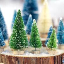 12pcs 4.5cm Mini Christmas Tree Burlap Fiber Artificial Tree Christmas Home Table Decoration For Window Displays - Army Green - View 5