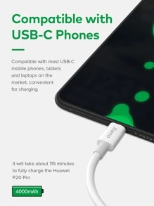 LLano 1入組Type-C快速充電數據線 - 白色 - 查看 2