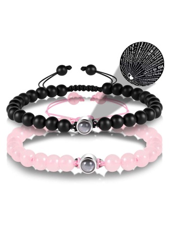 2pcs/set Couple Bead Decor String Bracelet