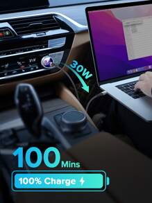 QOOVI 78W 雙口 USB Type C 車充 快充 3.0 PD4.0 快速充電 3 口智慧數字顯示汽車充電器，相容於 IPhone 14 13 Pro 三星 S23 S21 小米 - 銀色 - 查看 4