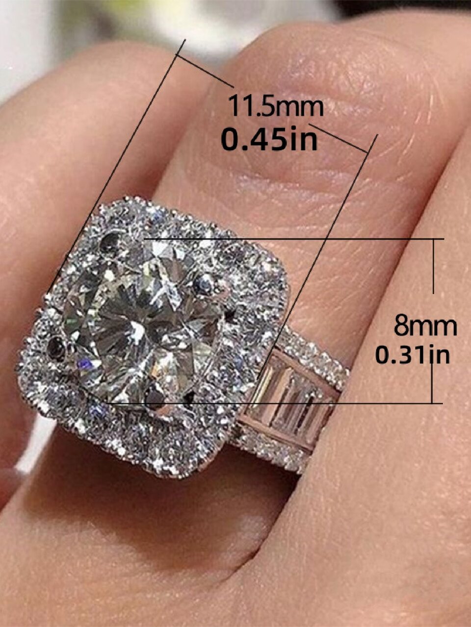1pc Luxurious Women's Engagement/wedding Ring, Wide Band With Ultra Sparkling Cubic Zirconia, Fashion Jewelry