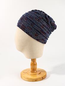 1pc Ladies' Multiple Fold Rhinestone-embellished Turban Hat, Suitable For Daily Wear - Navy Blue - View 4