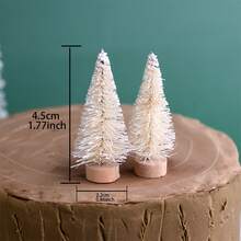 12pcs 4.5cm Mini Christmas Tree Burlap Fiber Artificial Tree Christmas Home Table Decoration For Window Displays - Army Green - View 4