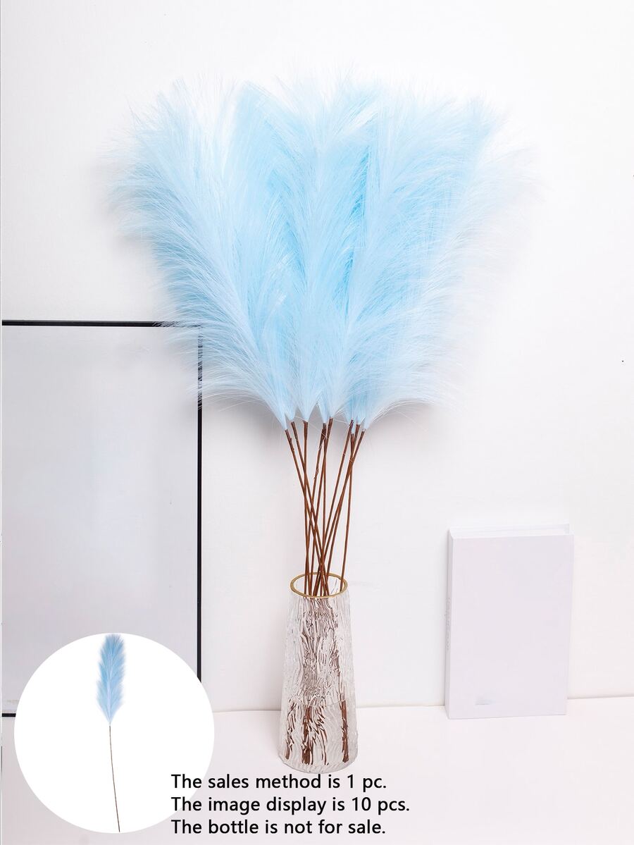 1pc 80cm Blue Artificial Reed, Soft Polyester Artificial Plant For Home Decor - Baby Blue - View 1