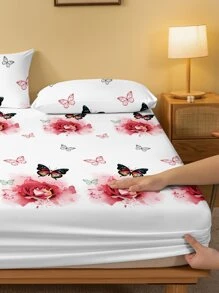 1pc Simple Flower Printed Skin-friendly Breathable Bedspread Protective Cover - Multicolor - View 2