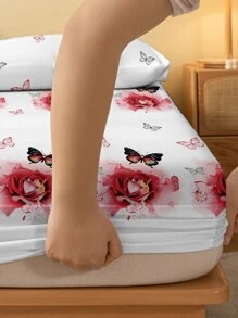 1pc Simple Flower Printed Skin-friendly Breathable Bedspread Protective Cover - Multicolor - View 5