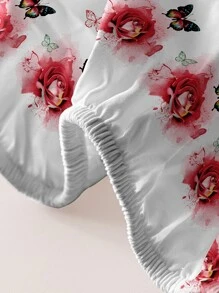 1pc Simple Flower Printed Skin-friendly Breathable Bedspread Protective Cover - Multicolor - View 6