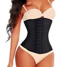 Sports Outdoor Women Waist Trainer Corset For Everyday Wear Steel Boned Tummy Control Body Shaper With Adjustable Hooks Shapewear Waist Trainer Corset Gym Accessories For Belly Slimming Girdles, Lumbar Girdles For Belly Slimming Corset Black Spring - Black - View 2
