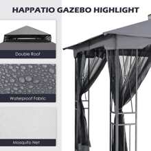 10' X 12' Outdoor Patio Gazebo, Outdoor Canopy Gazebo for Garden,Yard,Patio with Ventilation Double Roof with Mosquito Netting - Dark Grey - View 3