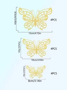 48Pcs Gold Butterfly Decorations 3D Butterfly Wall Decor, Butterfly Party Decorations, Birthday Decorations, Butterflies For Crafts, Cake Decorating, Wall Stickers Room Decor For Baby Shower Girls Kids, Back To School Valentine Day
