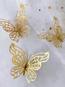 48Pcs Gold Butterfly Decorations 3D Butterfly Wall Decor, Butterfly Party Decorations, Birthday Decorations, Butterflies For Crafts, Cake Decorating, Wall Stickers Room Decor For Baby Shower Girls Kids, Back To School Valentine Day