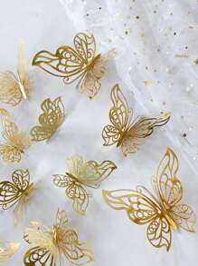 48Pcs Gold Butterfly Decorations 3D Butterfly Wall Decor, Butterfly Party Decorations, Birthday Decorations, Butterflies For Crafts, Cake Decorating, Wall Stickers Room Decor For Baby Shower Girls Kids, Back To School Valentine Day